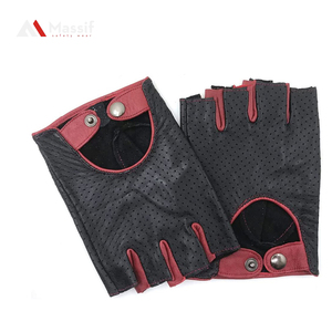 Custom Fingerless Leather Vintage Half Finger Leather Driving Gloves with 4-Hole Design Anti-Slip Grip - Product Image 5