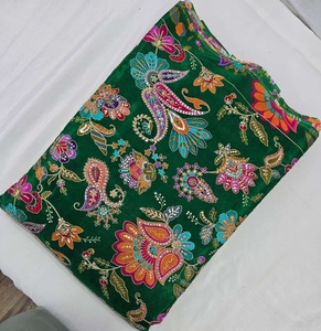 Le tissu de viscose de travail de broderie d'impression de position de crep naturel pur fait au matériel de robe de fantaisie - Product Image 1