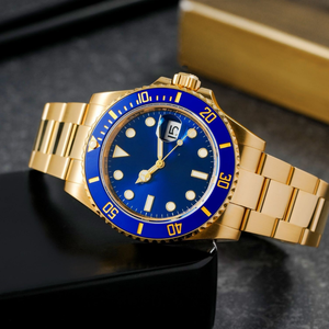 Montre mécanique automatique pour homme avec logo personnalisé, 41 mm, luxe, or, luminescente, étanche, mode business, montre-bracelet - Product Image 1