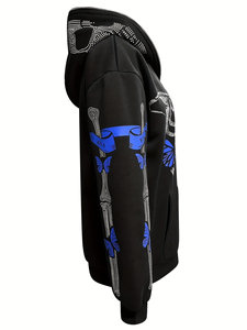 2025 unisexe 100% coton Denim Streetwear à capuche personnalisé motif 3D impression en relief long pull fermeture éclair conception lavé uni - Product Image 5