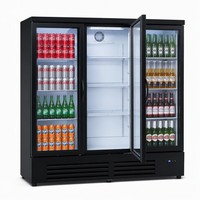 Réfrigérateur à vitres pour exposition, refroidi par air commercial avec étagères réglables