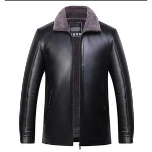 Veste en cuir de peau de mouton naturelle pour l'automne et l'hiver col pour hommes et moelleux intérieur épais moyen jeune homme haut tendance - Product Image 4