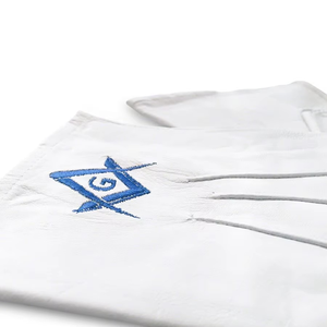 Puño elástico Logotipo personalizado Disponible 100% Algodón blanco Cosido Masonic Regalia Guantes Camarero Guantes - Product Image 6