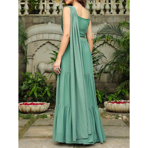 Vêtements pour femmes modestes vêtements de fête de créateurs indiens mariage Lehenga Choli & Dupatta ensemble robes de soirée respirantes du Pakistan - Product Image 5