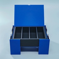 Emballage de boîte de chocolat à fermeture magnétique de style arabe bleu marine personnalisé boîte cadeau de chocolat coulissante de luxe
