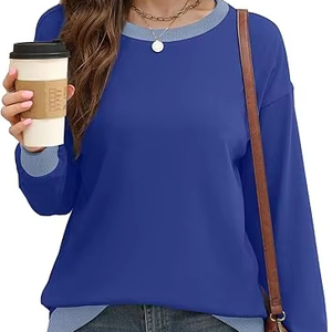 Sudadera bordada para mujer, ropa informal minimalista, sudadera de talla grande para mujer, ajuste cómodo de gran tamaño - Product Image 1