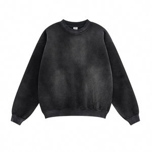 เสื้อสเวตเชิ้ตคอกลมผู้ชายทรงโอเวอร์ไซส์มีฮู้ด ผ้าฝ้ายพรีเมียม พิมพ์ลายกราฟิกตามสั่ง ย้อมสี แขนยาว ผู้ผลิต OEM - Product Image 5