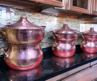 Couscoussier Marocain en Cuivre Martelé Fait Main, Traditionnellement Artisanal, NOUVEAU, Disponible en OEM, Ensemble de Cuisson de 10 Pièces