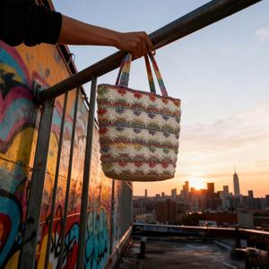 Sac en crochet tendance 2025 avec motif rayé pour usage quotidien - Idéal pour les sorties estivales des femmes - Product Image 4