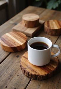 Sous-verres en bois artisanaux pour la décoration de la maison, alliant beauté et utilité quotidienne pour les espaces de vie modernes à la maison - Product Image 3