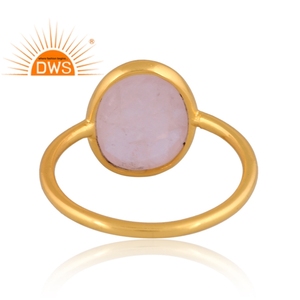 Hot Selling Sterling Silver 18K Gold Plated Natural <b>Rose</b> <b>Quartz</b> Gemstone Stackable <b>Ring</b> Demi Fine Jewelry For Women Gift For Her - Product Image 4