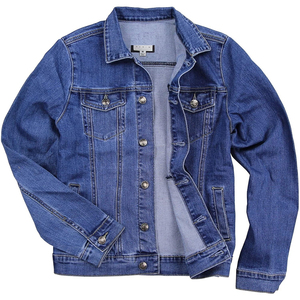 2024 Fábrica al por mayor Chaqueta de mezclilla para hombre Chaqueta de color liso de calidad Chaqueta de mezclilla rasgada azul oscuro para niño para hombres - Product Image 2