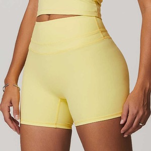 Shorts de yoga tendance pour femmes, taille haute, couleur unie, séchage rapide, antibactériens, écologiques, vêtements de sport, élasthanne/nylon, taille élastique - Product Image 3