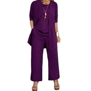 Ropa de mujer, conjunto de pantalón de 3 piezas con estilo para mujer, cárdigan de manga larga, chaleco con cuello redondo, pantalones de pierna ancha, traje de otoño y primavera - Product Image 6