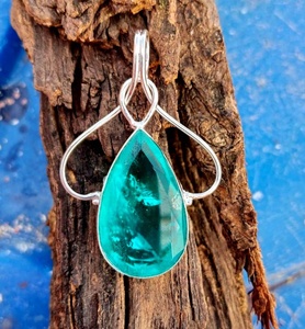 925 plata esterlina Paraiba turmalina cristal colgante mujer hermosa joyería plata joyería hermosa joyería - Product Image 3