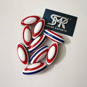 Cuentas de resina ovaladas Rojas, blancas y azules de primera calidad, cuentas artesanales a rayas pulidas, ideales para joyería DIY, pulsera, collar y proyectos de arte - Product Image 5