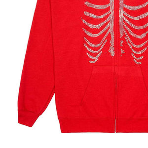 Sweat à capuche d'hiver personnalisé pour homme avec double fermeture éclair en strass Tissu polaire lourd 100% coton Coupe ample Logo personnalisé - Product Image 4