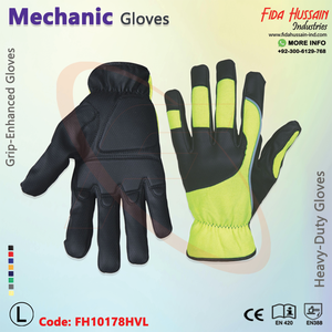 Guantes de mecánico de seguridad de cuero sintético de alta visibilidad Guantes DE TRABAJO resistentes sin forro Reflector Piping Mechanikerhandschuhe - Product Image 5