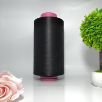 Fil de polyester DTY 150D/48F/2 antibactérien teint en masse noir pour l'industrie automobile, tricot et tissage