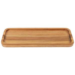 Plateau de service en bois d'acacia écologique avec poignées - Lavable au lave-vaisselle, qualité commerciale pour la cuisine, la salle de bain et l'usage domestique - Product Image 1