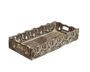 Bandeja de madera maciza de nogal negro para decoración del hogar con mango de metal Bandeja de madera rectangular desechable y ecológica para servir - Product Image 1
