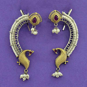 Pendientes de calidad de exportación de moda oxidados chapados en 2 tonos - Product Image 3