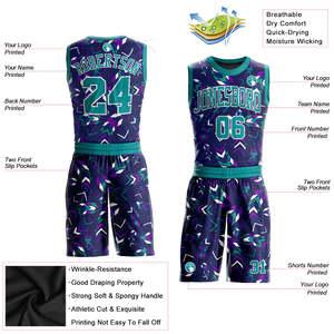 Uniforme de basket-ball à impression par sublimation fabriqué en usine Services ODM Personnalisez vos propres uniformes de basket-ball d'équipe Respirant - Product Image 2