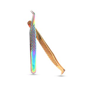 Las pinzas de pestañas profesionales de acero inoxidable de primera calidad garantizan una aplicación precisa de pestañas para extensiones de volumen - Product Image 5