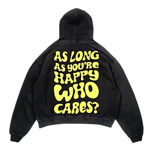 Sweat à capuche zippé en molleton coton/bambou/polyester avec impression 3D en relief, style streetwear respirant et personnalisé pour homme - Product Image 5