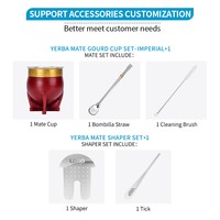 Ensemble de tasses à yerba mate en cuir baroque impérial fait à la main avec paille bombilla et façonneur de thé, style argentin