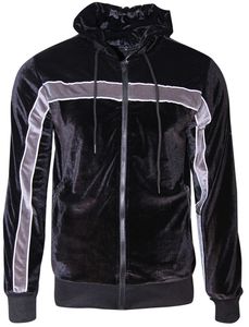 NOUVEAU Mens Silky Zip Hoodie Two Tone Piping Tracksuit Velour Jogging Bottoms Quick Drying Breathable Tracksuit 2pcs - Product Image 3