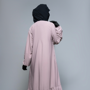 Polyester de qualité supérieure respirant à la main coupe ample longueur au sol à manches longues couleur unie modeste robe abaya pour les femmes Service OEM - Product Image 1