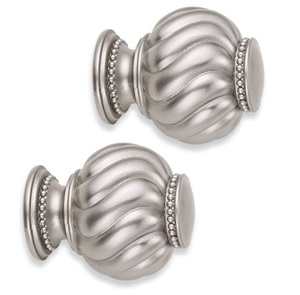 Kit de tope de extremo de bola de diseño elegante PARA RIELES DE escalera de biblioteca (1 par)-postes de cortina con acabado de níquel satinado y accesorios de pista - Product Image 3