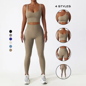 Ensemble de yoga uni sans couture pour femmes, vêtements de sport fitness 2 pièces, anti-bactérien, spandex/nylon, tenue de sport pour la salle de sport, vêtements de yoga - Product Image 3
