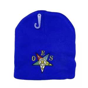 High Quality Custom Blue OES Embroidered Eastern Star <b>Beanie</b> Wholesale <b>Knitted</b> Masonic Order Accessory Common Fabric - Product Image 1