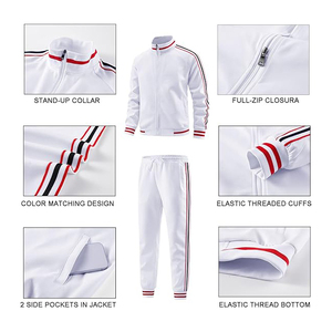 Conjunto deportivo para hombre, chaqueta con cremallera, pantalones de poliéster, ropa deportiva coordinada, atuendo informal para entrenamiento - Product Image 5