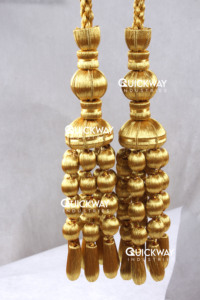 Cordón Metálico Dorado Oscuro para Vestimentas con Flecos de Hilo de Alambre y Borlas de Bellota, Decoración para Iglesia y Liturgia - Product Image 5
