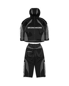 Survêtement coupe-vent de haute qualité 100% nylon, 2 pièces, pantalon à cordon et veste à capuche, panneaux de logo DTF, coupe-vent de travail - Product Image 4