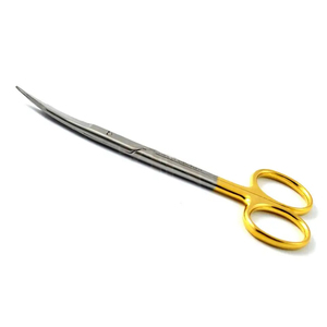 โกลด์แมนฟ็อกซ์กรรไกรขนาด5นิ้วพร้อมทังสเตนคาร์ไบด์ด้ามชุบทองการผ่าตัดตรง/โค้งปลาย13ซม. - Product Image 1