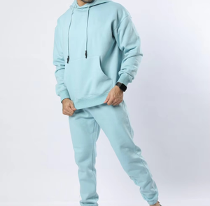 Chándal con Capucha Azul Claro para Hombre, de Algodón, Transpirable, Informal, Deportivo, con Bolsillos Laterales y Cintura Elástica - Product Image 2