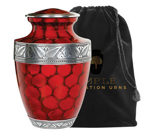 โกศเผาศพทำมือ สีแดงและสีเงิน สำหรับผู้ใหญ่ ขนาด 10 นิ้ว พร้อมถุงกำมะหยี่ เป็นมิตรกับสิ่งแวดล้อม ทนทาน คุณภาพพรีเมียม - Product Image 3