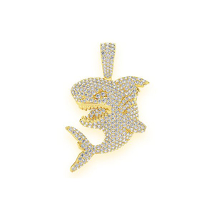 Hip Hop Style Grand Requin Lab Cultivé Diamant Pendentif Collier 925 Argent Plaqué Or Personnalisé Rappeur Animal Fine Pendentifs Charmes - Product Image 1