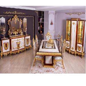 Kingdom – meubles de salle à manger de Villa de luxe, finition or Royal, meubles de salle à manger, fabuleux ensemble de Table à manger Baroque sculpté à la main - Product Image 1