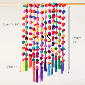 Handmade Eco-Friendly <b>Plastic</b> Pompom Garland Hanging Indoor Decor for Mexican Home & Party Classroom Christmas Use - Product Image 5