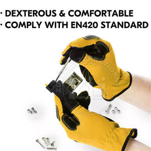 Factory Manufacturer Custom Logo Leather Mechanic <b>Gloves</b> Cold Heat Resistant Anti-Slip Waterproof for Screen Work Wear High - Product Image 2