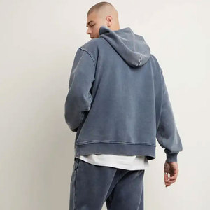 Sudaderas Básicas 100% Algodón con Lavado Ácido para Invierno, con Bordado Técnico, Color Sólido, Ecológicas, 300g, Ropa de Moda - Product Image 2