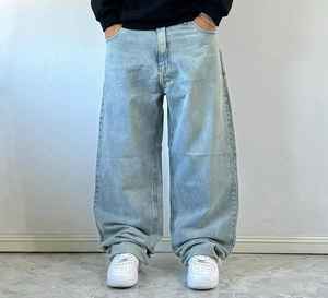 Jeans Baggy Droits de Qualité Supérieure, Pantalons de Mode Streetwear, Coupe Entièrement Ample, Logo Personnalisé Tissé, Lavé - Product Image 6