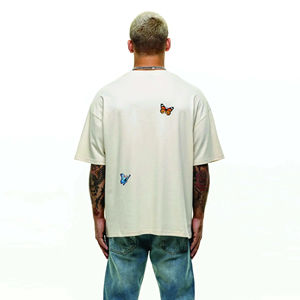 Camiseta de Algodón Blanca para Hombre, Diseño OEM, Estilo Holgado con Hombros Caídos, Camisetas con Impresión Personalizada de Calidad - Product Image 2