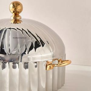 Marmite moderne en acier inoxydable de qualité supérieure, fait main, de luxe, avec couvercle en forme de casserole, chauffe-plats de table, utilisation en cuisine, écologique, au gaz - Product Image 2