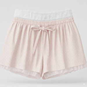 กางเกงขาสั้นเอวยางยืดแต่งขอบลูกไม้ถักลายริบ คุณภาพสูง เสื้อผ้าผู้หญิง สไตล์ลำลอง ใส่สบาย เหมาะสำหรับใส่นอน ขายส่งจากโรงงาน - Product Image 1